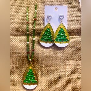 WAFFLE CANDY CANE NECKLACE & EARRINGS